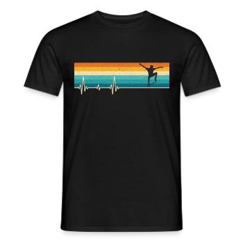 Retro Skateboard Skating Heartbeat - Männer T-Shirt - Schwarz - Vorne - AI Model Male 178 light (178cm)