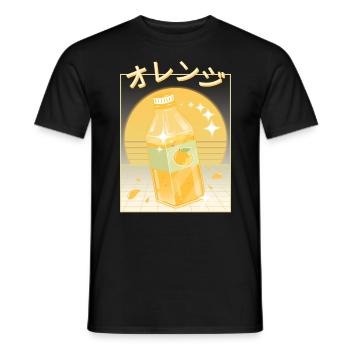 Retro japanische Orange Soda - Vaporwave Ästhetik - Männer T-Shirt - Schwarz - Vorne - AI Model Male 178 light (178cm)