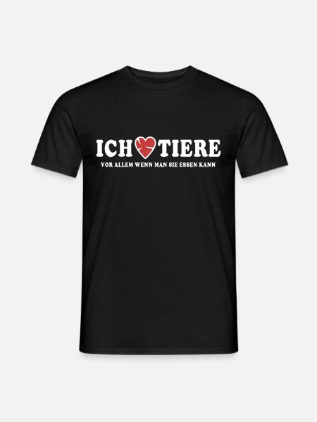 Ich Liebe Tiere Essen Grillen Anti Vegan - Männer T-Shirt - Schwarz