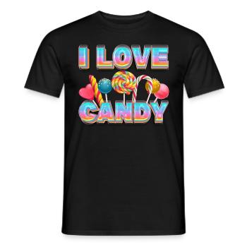 J’aime Candy Sweets Candy Lollipop - T-shirt homme - noir - Devant - AI Model Male 178 light (178cm)