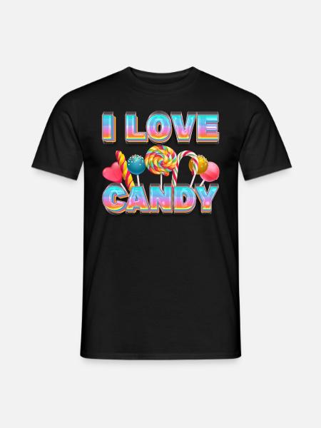 I Love Candy Süßigkeiten Süßigkeit Lolli Lutscher - Männer T-Shirt - Schwarz