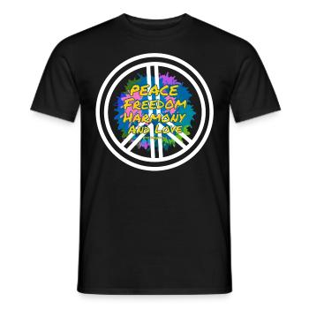#love #peace #freedom and #harmony #totheworld #we - Männer T-Shirt - Schwarz - Vorne - AI Model Male 178 light (178cm)