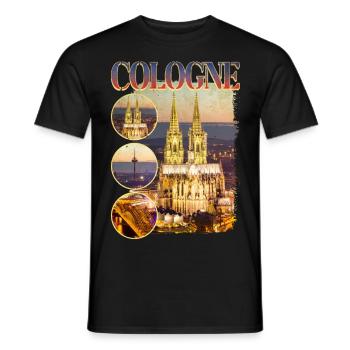 Cologne Cathedral Germany City Skyline Home Love - Men's T-Shirt - black - Front - AI Model Male 178 light (178cm)