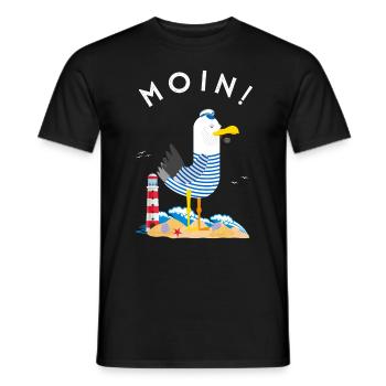 Moin Möwe Capitaine Allemagne du Nord Bas-Allemand - T-shirt homme - noir - Devant - AI Model Male 178 light (178cm)