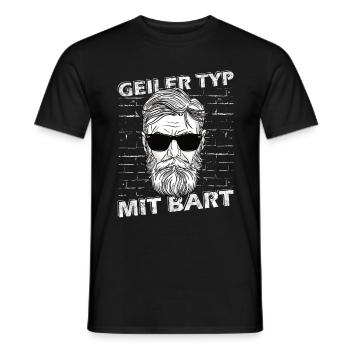 Geiler Typ mit Bart Hip Oberlippenbart Bärtig - Männer T-Shirt - Schwarz - Vorne - AI Model Male 178 light (178cm)