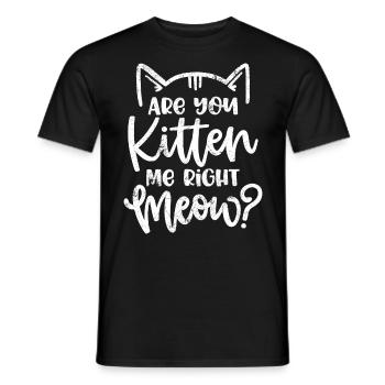 BIST MEIN KITTEN MIAU KATZE LUSTIG SPRUCH MOTIVE - Men's T-Shirt - black - Front - AI Model Male 178 light (178cm)