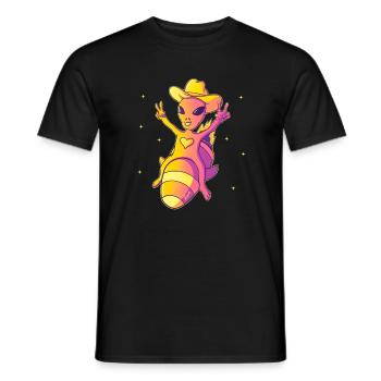 Alien Cowboy Love Space Fun - T-shirt homme - noir - Devant - AI Model Male 178 light (178cm)