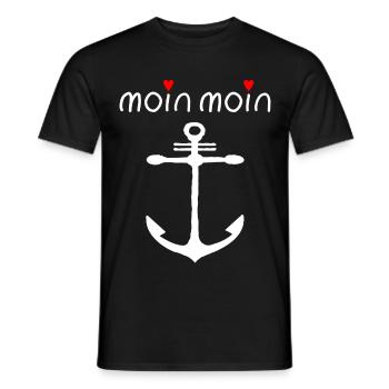 moin. weiß mir 2 Herzen - Liebe das Plattdeutsch - Männer T-Shirt - Schwarz - Vorne - AI Model Male 178 light (178cm)