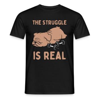 Tired Lazy Bulldog Funny Saying Sports Fitness - Men's T-Shirt - black - Front - AI Model Male 178 light (178cm)