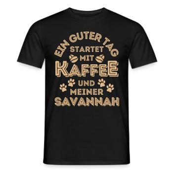 Savannah Katze Kaffee Cafe - Männer T-Shirt - Schwarz - Vorne - AI Model Male 178 light (178cm)