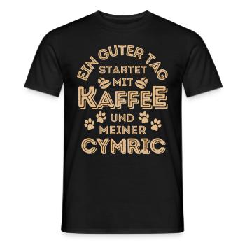 Cymric Katze Kaffee Cafe - Männer T-Shirt - Schwarz - Vorne - AI Model Male 178 light (178cm)