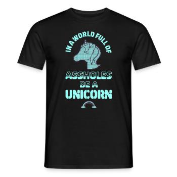 Einhorn Spruch Pixel Art Humor Spaß - Männer T-Shirt - Schwarz - Vorne - AI Model Male 178 light (178cm)