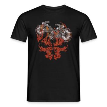 Motorcycle Grim Skull Biker Flame - Men's T-Shirt - black - Front - AI Model Male 178 light (178cm)