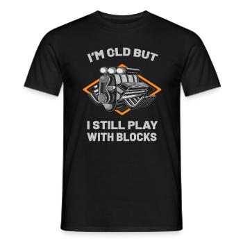 Atelier d’humour mécanique automobile bloc moteur - T-shirt homme - noir - Devant - AI Model Male 178 light (178cm)