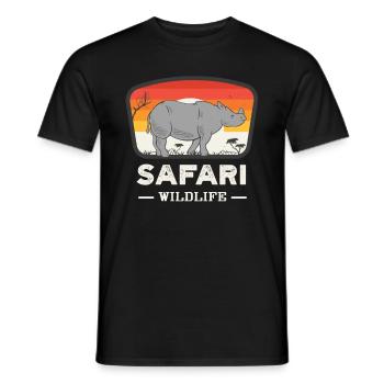 Safari Wilderness Rhinoceros Retro Rhino Animal Love - Men's T-Shirt - black - Front - AI Model Male 178 light (178cm)