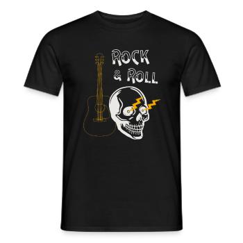 Totenkopf Rocker Rock & Roll Gitarre Musiker - Männer T-Shirt - Schwarz - Vorne - AI Model Male 178 light (178cm)