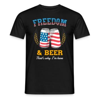 Freedom and beer USA patriots funny saying - Men's T-Shirt - black - Front - AI Model Male 178 light (178cm)