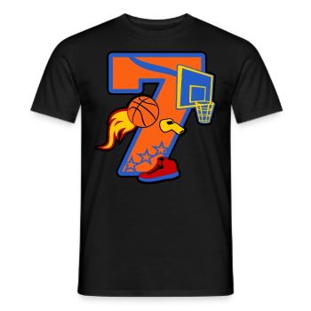 Basketball 7. Geburtstagsparty Nummer 7 - 7 Jahre - Männer T-Shirt - Schwarz - Vorne - AI Model Male 178 light (178cm)