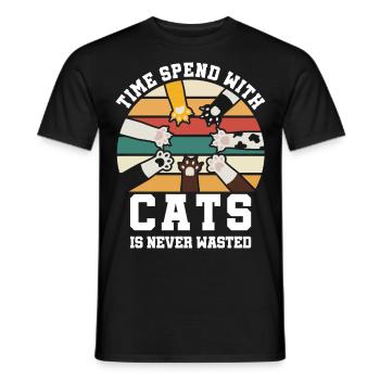 Cat saying funny - Men's T-Shirt - black - Front - AI Model Male 178 light (178cm)