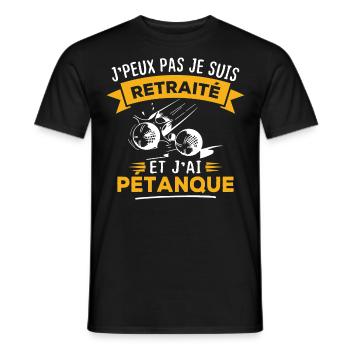 J'peux pas je suis retraité et j'ai pétanque - T-shirt homme - noir - Devant - AI Model Male 178 light (178cm)