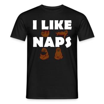 I like Naps - Sloths - Late risers - Men's T-Shirt - black - Front - AI Model Male 178 light (178cm)