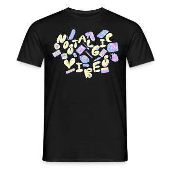 Vibrations nostalgiques (jaune) - T-shirt homme - noir - Devant - AI Model Male 178 light (178cm)