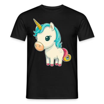 Licorne colorée douce mignonne bande dessinée bande dessinée - T-shirt homme - noir - Devant - AI Model Male 178 light (178cm)