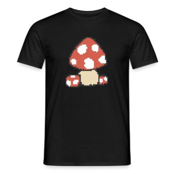 Pixel Art Mushroom Gaming 8 bits Toadstool Gamer - T-shirt homme - noir - Devant - AI Model Male 178 light (178cm)