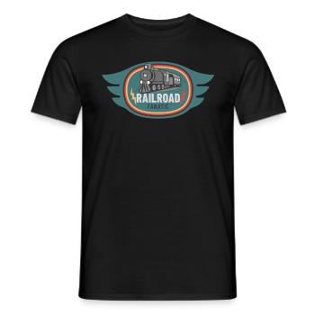 Eisenbahn Fanatiker Dampflokomotive Zugliebhaber - Männer T-Shirt - Schwarz - Vorne - AI Model Male 178 light (178cm)