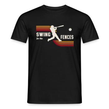 Swing For The Fences Retro Baseball Player - Men's T-Shirt - black - Front - AI Model Male 178 light (178cm)