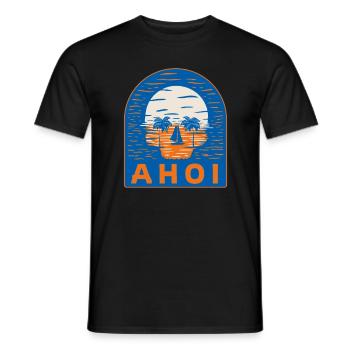 Skeleton Coast Ahoy Beach Sailboat Sailor Captain - Men's T-Shirt - black - Front - AI Model Male 178 light (178cm)