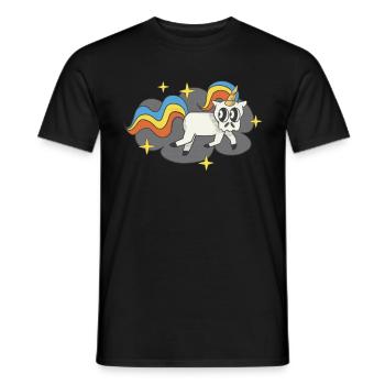 Einhorn Totenkopf Badge Funky Regenbogen - Männer T-Shirt - Schwarz - Vorne - AI Model Male 178 light (178cm)