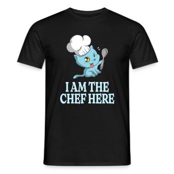 Chef Kitten Funny Cat Lovers Chef - T-shirt homme - noir - Devant - AI Model Male 178 light (178cm)