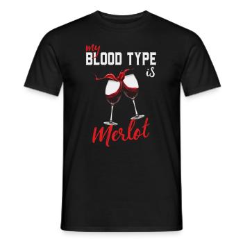 Wine Lover My Blod Type Is Merlot Funny Wine Maker - Men's T-Shirt - black - Front - AI Model Male 178 light (178cm)