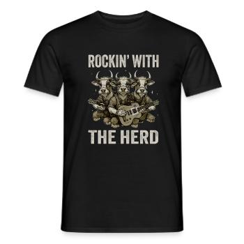 Cow Herd Guitar Cows Band Funny Musician - Men's T-Shirt - black - Front - AI Model Male 178 light (178cm)