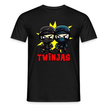 Twinjas Ninja Twins Funny siblings Boys - Men's T-Shirt - black - Front - AI Model Male 178 light (178cm)