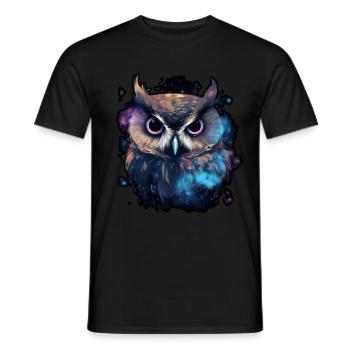 Mystical Howl looking at us, fantasy nature - T-shirt homme - noir - Devant - AI Model Male 178 light (178cm)
