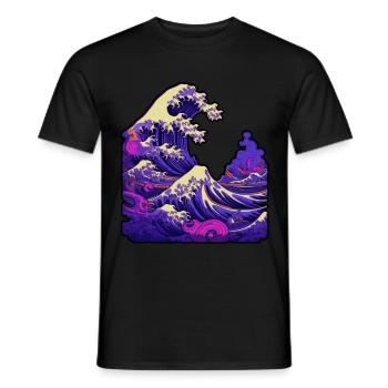 Tsunami wave japanese art, low colour palette - Men's T-Shirt - black - Front - AI Model Male 178 light (178cm)