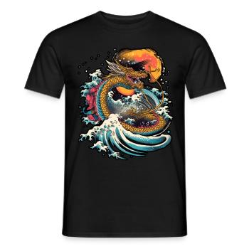 Chinese dragon emerging from water - T-shirt homme - noir - Devant - AI Model Male 178 light (178cm)