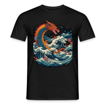 Chinese dragon emerging from water - T-shirt homme - noir - Devant - AI Model Male 178 light (178cm)