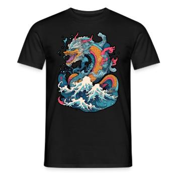 Chinese dragon emerging from water - T-shirt homme - noir - Devant - AI Model Male 178 light (178cm)
