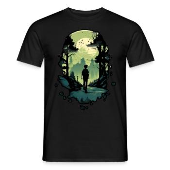 Wilderness Explorer, Man silhouette on forest - T-shirt homme - noir - Devant - AI Model Male 178 light (178cm)