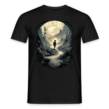 Wilderness Explorer, Man silhouette on forest - T-shirt homme - noir - Devant - AI Model Male 178 light (178cm)