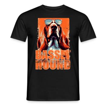 Basset Hound Dog avec lunettes de soleil - T-shirt homme - noir - Devant - AI Model Male 178 light (178cm)