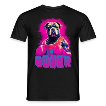 Boxer Dog With Boxing Gloves - Men's T-Shirt - black - Front - AI Model Male 178 light (178cm)