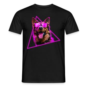 Deutscher Schäferhund mit Sonnenbrille - Männer T-Shirt - Schwarz - Vorne - AI Model Male 178 light (178cm)