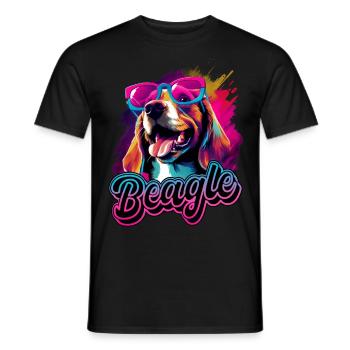 Beagle Dog With Sunglasses - Men's T-Shirt - black - Front - AI Model Male 178 light (178cm)