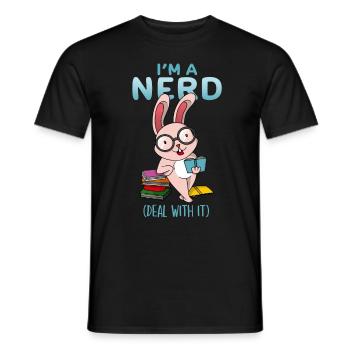 Lustiger Nerd Hase Bücherwurm Buchliebhaber Leser - Männer T-Shirt - Schwarz - Vorne - AI Model Male 178 light (178cm)