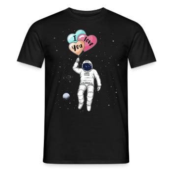 Astronaut, Ich liebe dich, Herz Ballons - Männer T-Shirt - Schwarz - Vorne - AI Model Male 178 light (178cm)
