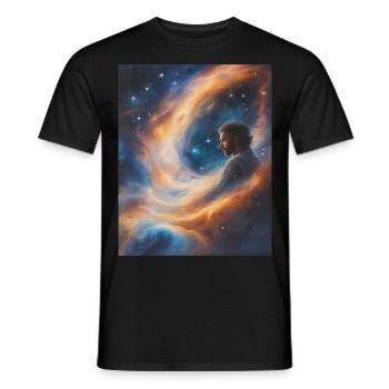Dieu transcende dans la poussière d’étoiles - T-shirt homme - noir - Devant - AI Model Male 178 light (178cm)